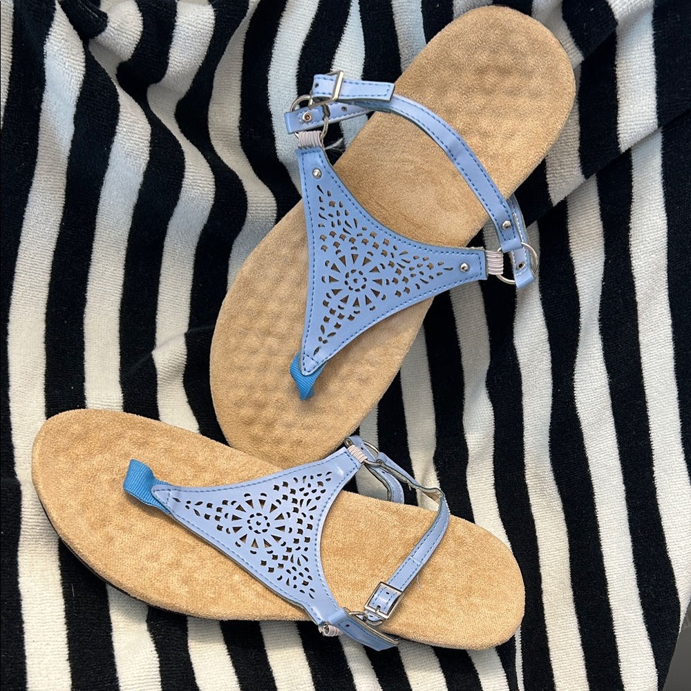 Blue leather sandals NWOT